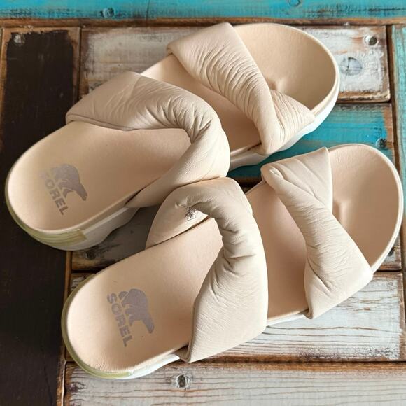 Sorel twist Viibe sandals puffy cushioned platform slip on sandal women's 9 - Picture 2 of 16